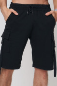 Оптом Летние шорты трикотажные мужские черного цвета 21005Ch в Перми, фото 14