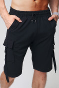 Оптом Летние шорты трикотажные мужские черного цвета 21005Ch в Омске, фото 15