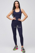 Оптом Спортивный костюм для фитнеса женский темно-синего цвета 21106TS