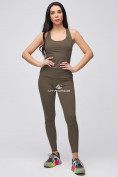 Оптом Спортивный костюм для фитнеса женский цвета хаки 21106Kh в Екатеринбурге, фото 3