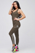Оптом Спортивный костюм для фитнеса женский цвета хаки 21106Kh в Волгоградке, фото 2