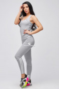 Оптом Спортивный костюм для фитнеса женский серого цвета 21106Sr в Перми