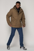 Оптом Куртка зимняя мужская классическая стеганная бежевого цвета 2107B в Казани, фото 3