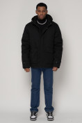 Оптом Куртка зимняя мужская классическая стеганная черного цвета 2107Ch в Казани