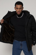 Оптом Куртка зимняя мужская классическая стеганная черного цвета 2107Ch в Екатеринбурге, фото 13