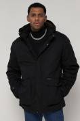 Оптом Куртка зимняя мужская классическая стеганная черного цвета 2107Ch в Екатеринбурге, фото 16