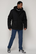 Оптом Куртка зимняя мужская классическая стеганная черного цвета 2107Ch в Екатеринбурге, фото 2