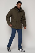 Оптом Куртка зимняя мужская классическая стеганная цвета хаки 2107Kh в Екатеринбурге, фото 3