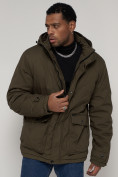 Оптом Куртка зимняя мужская классическая стеганная цвета хаки 2107Kh в Казани, фото 9