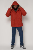 Оптом Куртка зимняя мужская классическая стеганная оранжевого цвета 2107O в Казани, фото 5