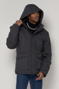 Оптом Куртка зимняя мужская классическая стеганная серого цвета 2107Sr в Казани, фото 10