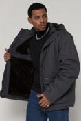 Оптом Куртка зимняя мужская классическая стеганная серого цвета 2107Sr в Казани, фото 13