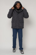 Оптом Куртка зимняя мужская классическая стеганная серого цвета 2107Sr в Казани, фото 5