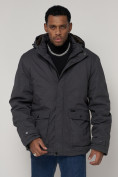 Оптом Куртка зимняя мужская классическая стеганная серого цвета 2107Sr в Екатеринбурге, фото 6