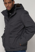 Оптом Куртка зимняя мужская классическая стеганная серого цвета 2107Sr в Казани, фото 7