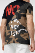 Оптом Мужская футболка с надписью камуфляж цвета 211086Kf в Екатеринбурге, фото 3