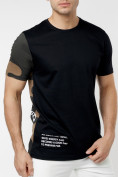 Оптом Мужская футболка с надписью камуфляж цвета 211086Kf в Екатеринбурге