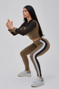 Оптом Спортивный костюм для фитнеса женский цвета хаки 21111Kh в Перми, фото 17