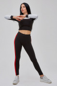 Оптом Спортивный костюм для фитнеса женский черного цвета 21111Ch в Новосибирске, фото 19