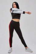 Оптом Спортивный костюм для фитнеса женский черного цвета 21111Ch в Новосибирске, фото 20