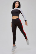 Оптом Спортивный костюм для фитнеса женский черного цвета 21111Ch в Перми, фото 21