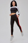 Оптом Спортивный костюм для фитнеса женский черного цвета 21111Ch в Казани