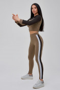 Оптом Спортивный костюм для фитнеса женский цвета хаки 21111Kh в  Красноярске, фото 22