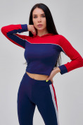Оптом Спортивный костюм для фитнеса женский темно-синего цвета 21111TS в Казани, фото 13