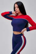 Оптом Спортивный костюм для фитнеса женский темно-синего цвета 21111TS в  Красноярске, фото 14