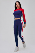 Оптом Спортивный костюм для фитнеса женский темно-синего цвета 21111TS, фото 23