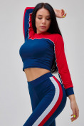 Оптом Спортивный костюм для фитнеса женский темно-синего цвета 21111TS, фото 32