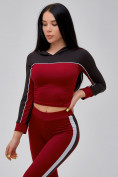 Оптом Спортивный костюм для фитнеса женский бордового цвета 21111Bo в Перми, фото 10
