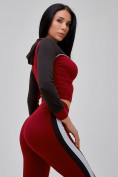 Оптом Спортивный костюм для фитнеса женский бордового цвета 21111Bo в Казани, фото 14