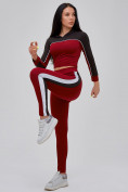 Оптом Спортивный костюм для фитнеса женский бордового цвета 21111Bo в Казани, фото 19