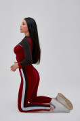 Оптом Спортивный костюм для фитнеса женский бордового цвета 21111Bo в  Красноярске, фото 25