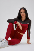 Оптом Спортивный костюм для фитнеса женский бордового цвета 21111Bo в Перми, фото 27
