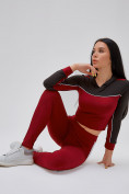 Оптом Спортивный костюм для фитнеса женский бордового цвета 21111Bo в Самаре, фото 28