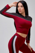 Оптом Спортивный костюм для фитнеса женский бордового цвета 21111Bo в Перми, фото 37