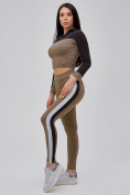 Оптом Спортивный костюм для фитнеса женский цвета хаки 21111Kh в Перми, фото 30