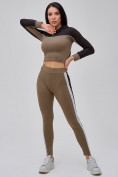 Оптом Спортивный костюм для фитнеса женский цвета хаки 21111Kh в Перми, фото 35