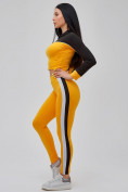 Оптом Спортивный костюм для фитнеса женский желтого цвета 21111J в Перми, фото 6