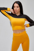 Оптом Спортивный костюм для фитнеса женский желтого цвета 21111J в  Красноярске, фото 11