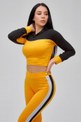 Оптом Спортивный костюм для фитнеса женский желтого цвета 21111J в Новосибирске, фото 12