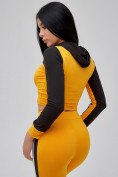 Оптом Спортивный костюм для фитнеса женский желтого цвета 21111J в Самаре, фото 16