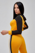 Оптом Спортивный костюм для фитнеса женский желтого цвета 21111J в Новосибирске, фото 18