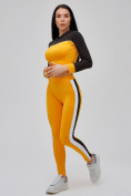 Оптом Спортивный костюм для фитнеса женский желтого цвета 21111J в  Красноярске, фото 19