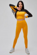 Оптом Спортивный костюм для фитнеса женский желтого цвета 21111J в Новосибирске, фото 22