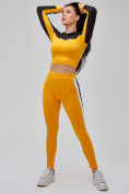 Оптом Спортивный костюм для фитнеса женский желтого цвета 21111J в Санкт-Петербурге, фото 23