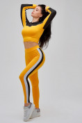 Оптом Спортивный костюм для фитнеса женский желтого цвета 21111J