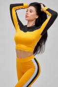 Оптом Спортивный костюм для фитнеса женский желтого цвета 21111J в Самаре, фото 24